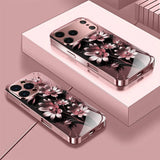 Pink Floral Pattern Electroplated Case for iPhone