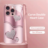 Curve Double Heart Electroplated Case for iPhone