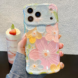 Oil Painting Style Floral Glossy Anti-Fall Soft Case for IPhone