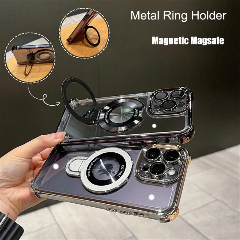 Luxury Plating Shockproof Magnetic Clear Case for iPhone