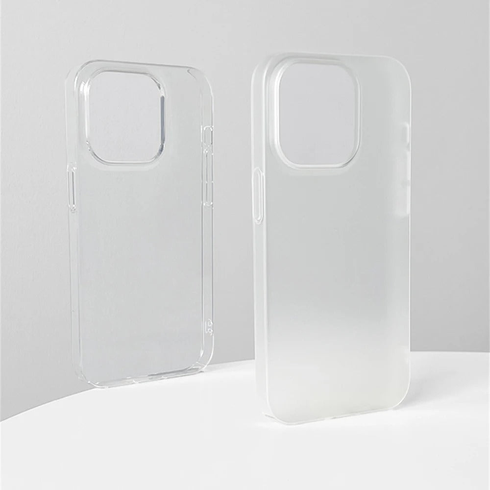 High Quality Super Thin Sand Blasting PC Light Crystal Transparent Matte Case For iPhone