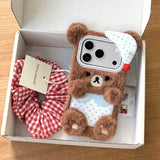 Cute Plush Bear And Rabbit Anti-Fall Phone Case For IPhone