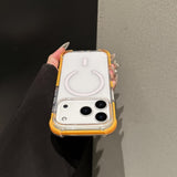Cream-Colored Border Magnetic Silicone Four-Corner Anti-Drop Case For IPhone