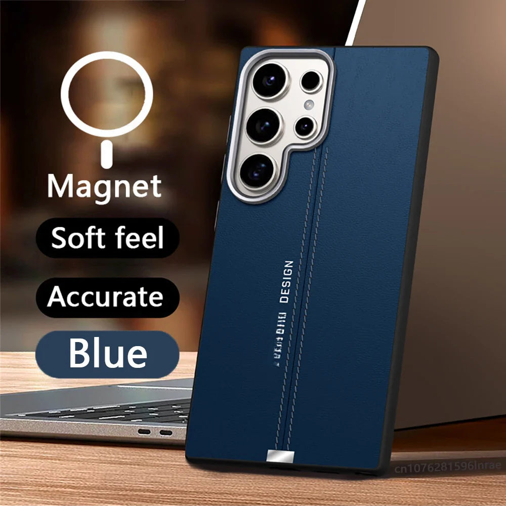 Luxury Business Leather Magnetic Case For Samsung