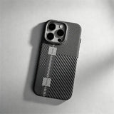 Relief Carbon Fiber Magnetic Lens Metal Protective Case for iPhone