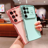Wavy-Edge Electroplated Heart Shockproof Phone Case for Samsung