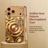 Golden Gear Pattern Electroplated Case for iPhone