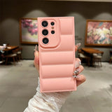 Wave Puffer Down Jacket Shockproof Soft Phone Case for Samsung