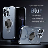 Metal Magnetic Anti-Peep Case with Kickstand for iPhone