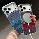 Plating Carbon Fiber Armor Magnetic Phone Case for IPhone