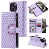 Glitter Plaid Leather Case with Card Slots and Lanyard for iPhone