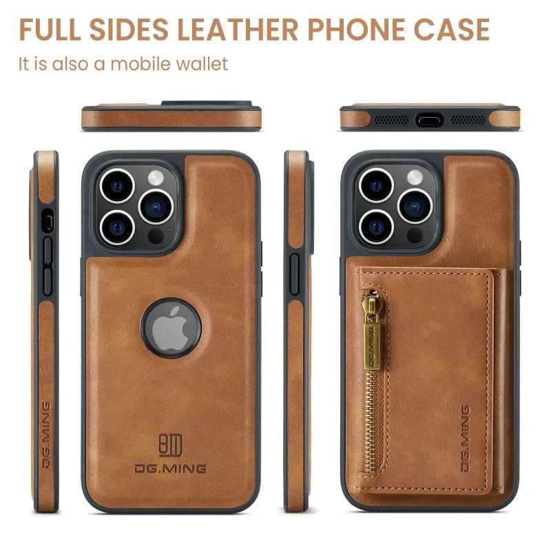 2 in 1 Magnetic Leather Wallet Case for iPhone