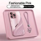 Minimal Curve Electroplated Case with Lanyard for iPhone