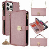 Leather Wallet Card Slots Phone Case with Strap for Samsung