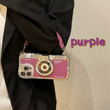Fashion 3D Retro Camera Handheld Leather Case for iPhone