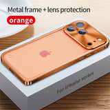 Plating Metal Frame Semi Clear Shockproof Case for iPhone