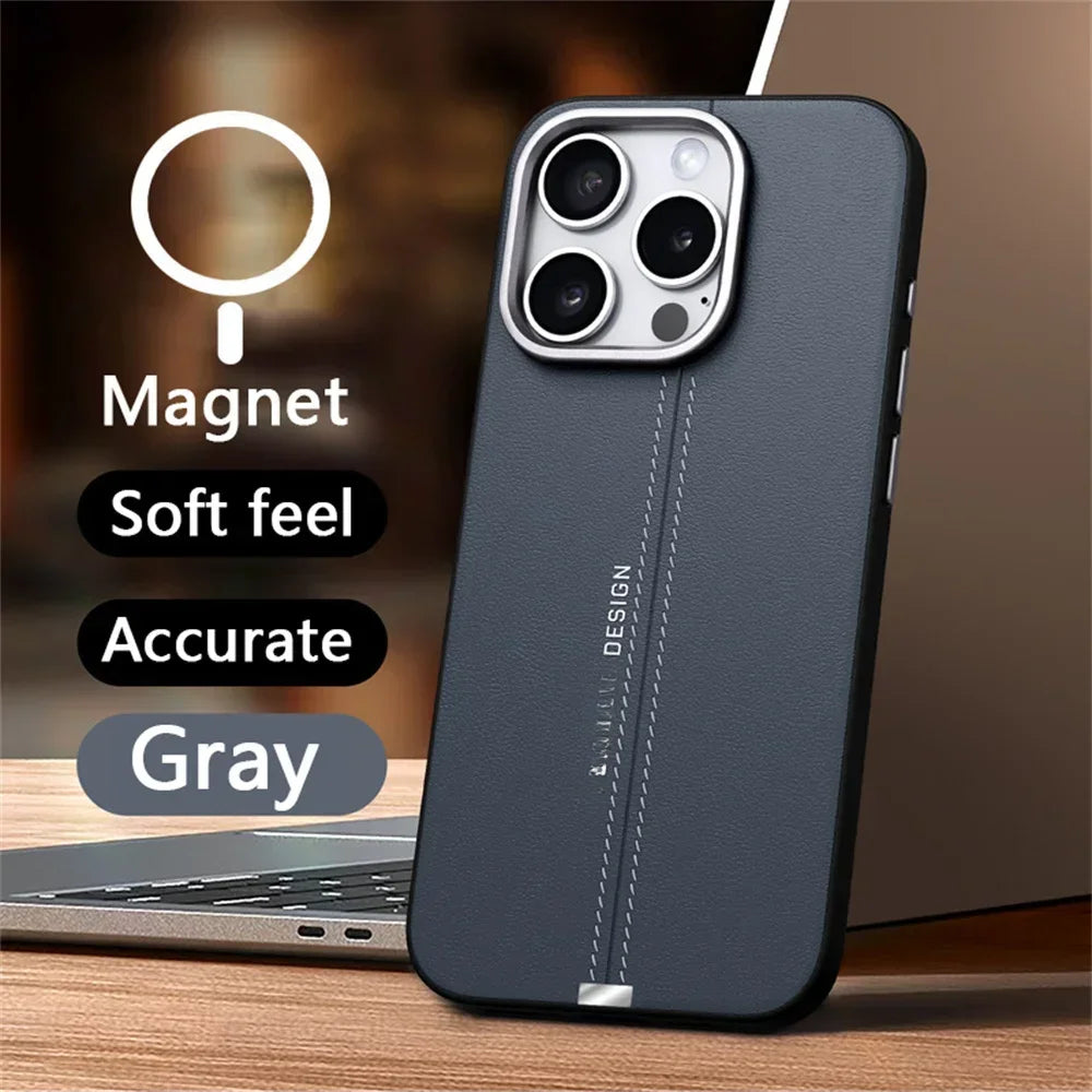 Luxury Business Leather Magnetic Case For iPhone