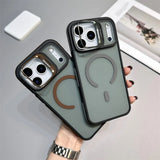 Luxury Matte Transparent Magnetic Kickstand Phone Case for iPhone