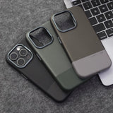 Color‑Block PC Leather Magnetic Anti‑Drop Case for iPhone