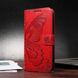 Leather Butterfly Flip Wallet Magnetic Shockproof Case for Samsung