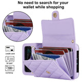 Stylish Quilted Crossbody Card Holder Leather Case for Samsung