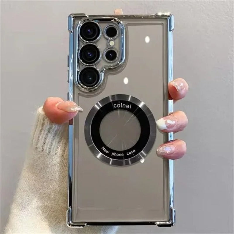 Plating Magnetic Wireless Charge Camera Case For Samsung