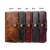 Vintage Wax Genuine Leather Wallet Case for Samsung
