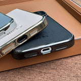 Electroplated Leather Texture Magnetic Shockproof Case for iPhone