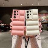 Wave Puffer Down Jacket Shockproof Soft Phone Case for Samsung