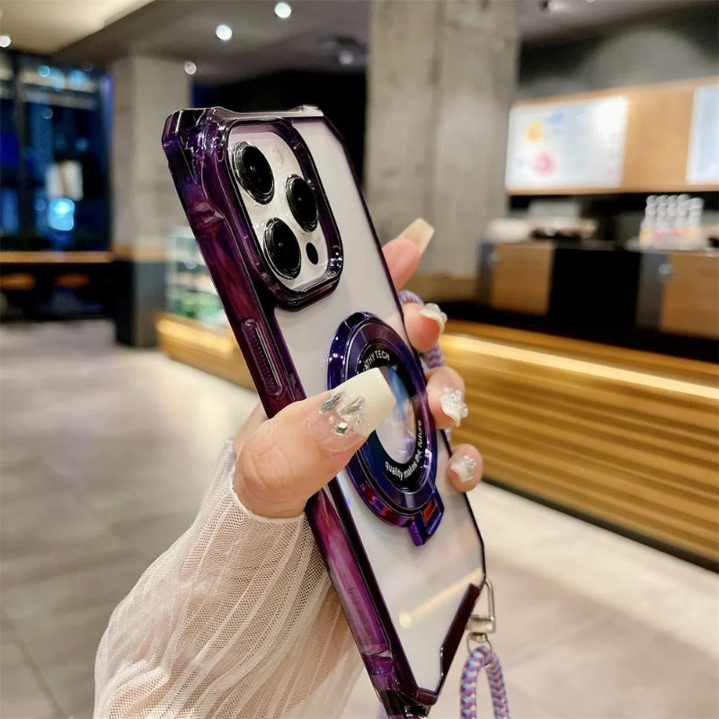 Crossbody Necklace Lanyard Magnetic Stand Phone Case for Samsung