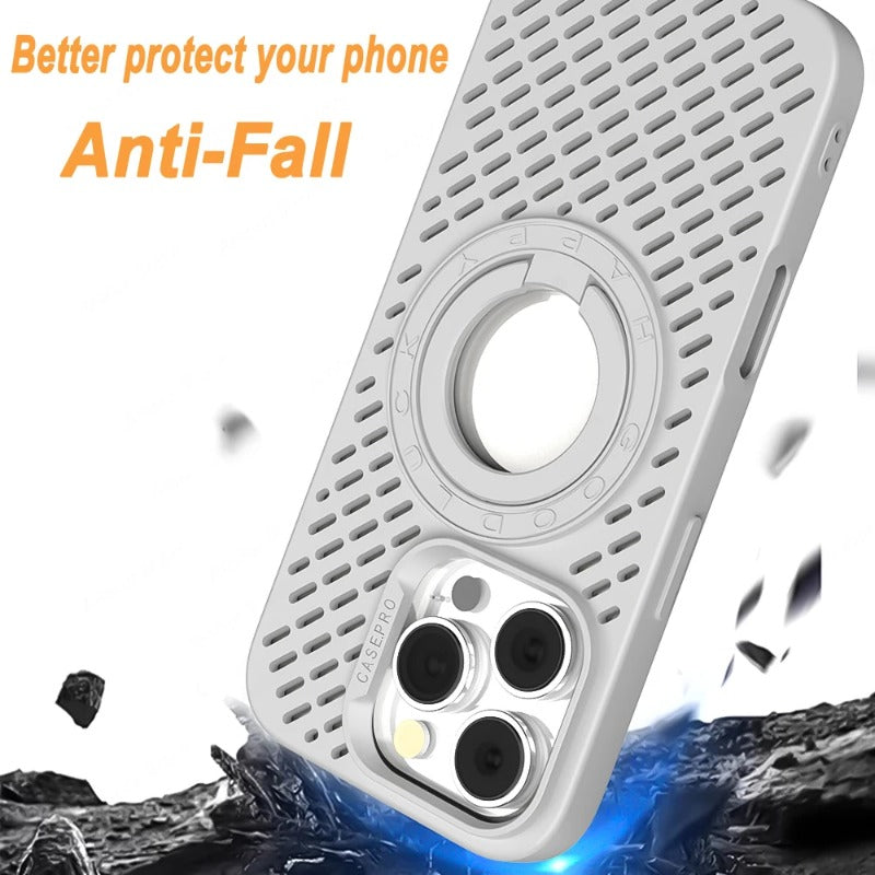 Heat Dissipation Breathable Magnetic Ring Holder Case For iPhone
