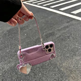 Fashion Leather Handheld Card Holder Case for iPhone