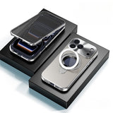 Metal Magnetic Anti-Peep Case with Kickstand for iPhone