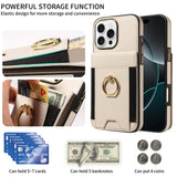 Wallet Card Slot Ring Holder Leather Case for iPhone