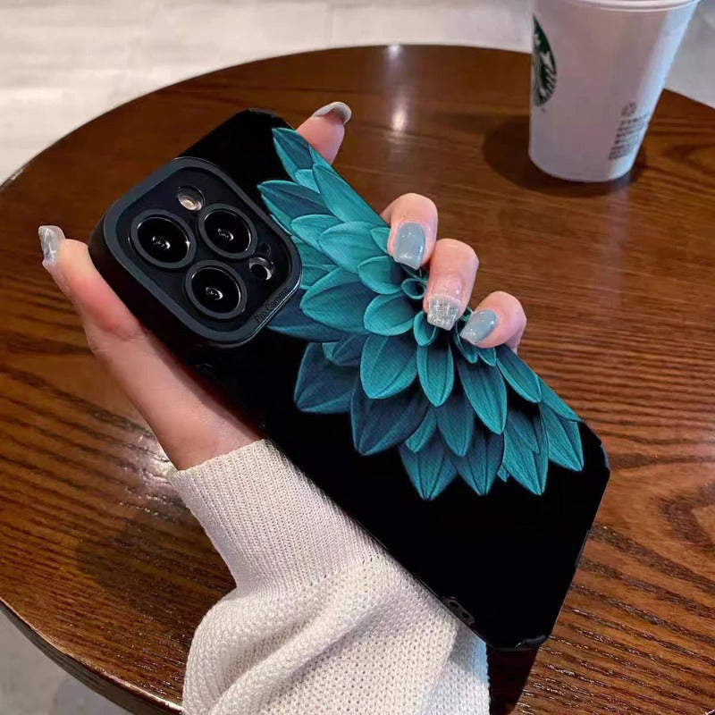 Fashion Blue Flower Silicone Case For iPhone