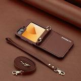Crossbody Lanyard & Card Slots Leather Case for Samsung Z Flip