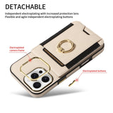 Wallet Card Slot Ring Holder Leather Case for iPhone