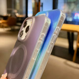 Rainbow Gradient Laser Magnetic Matte Phone Case For iPhone