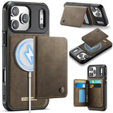 Leather Wallet Magnetic Charging Case for iPhone