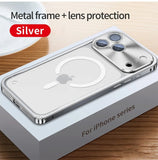 Plating Metal Frame Semi Clear Shockproof Case for iPhone