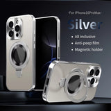 Metal Magnetic Anti-Peep Case with Kickstand for iPhone