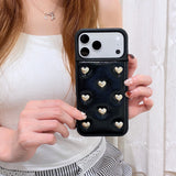 3D Heart Full-Cover Leather Case for iPhone