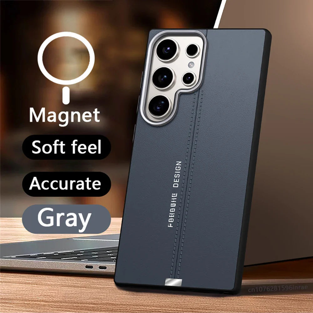 Luxury Business Leather Magnetic Case For Samsung