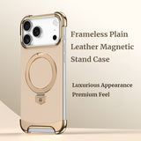 Frameless Plain Leather Magnetic Stand Case for iPhone