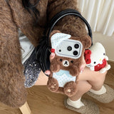 Cute Plush Bear And Rabbit Anti-Fall Phone Case For IPhone