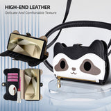 Cute Raccoon Leather with lanyard Wallet Case for Samsung