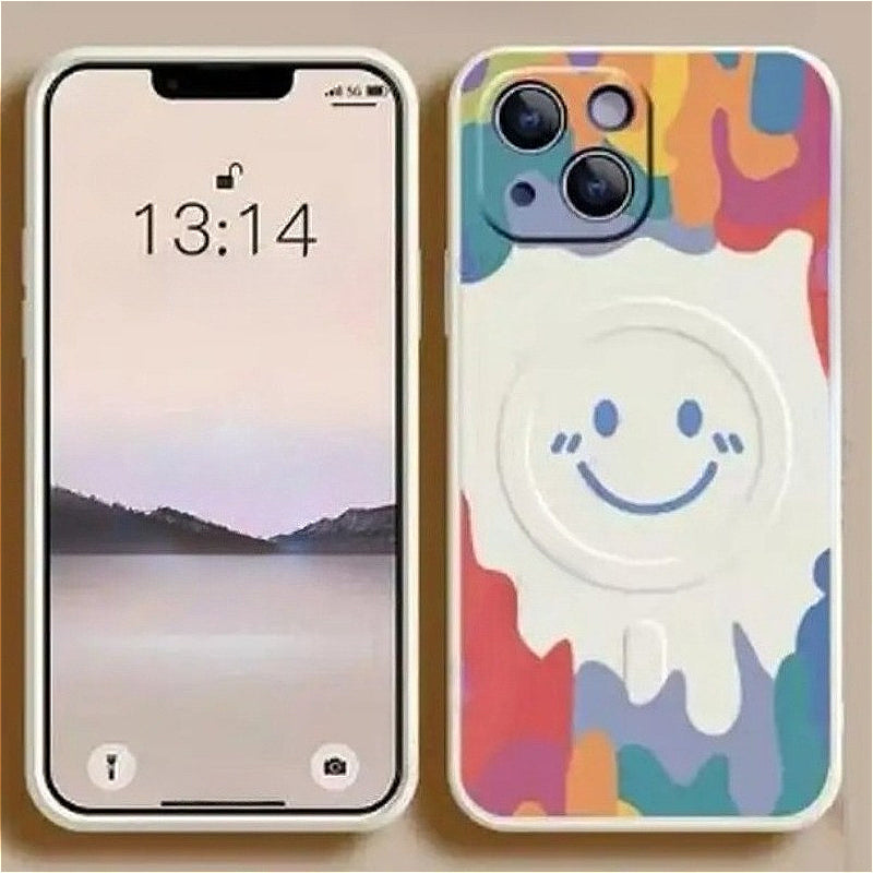 Silicone Graffiti Smile Magsafing Case for iPhone
