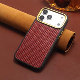 Genuine Leather Woven Magnetic Charging Case for iPhone