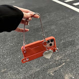 Fashion Leather Handheld Card Holder Case for iPhone