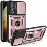 Lens-Mounted Sliding Window Phone Case with Stand for Samsung